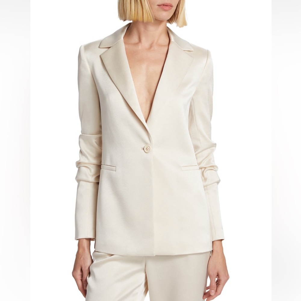 NWT - Alice + Olivia Satin Single Breasted Blazer - size 2 - Ecru